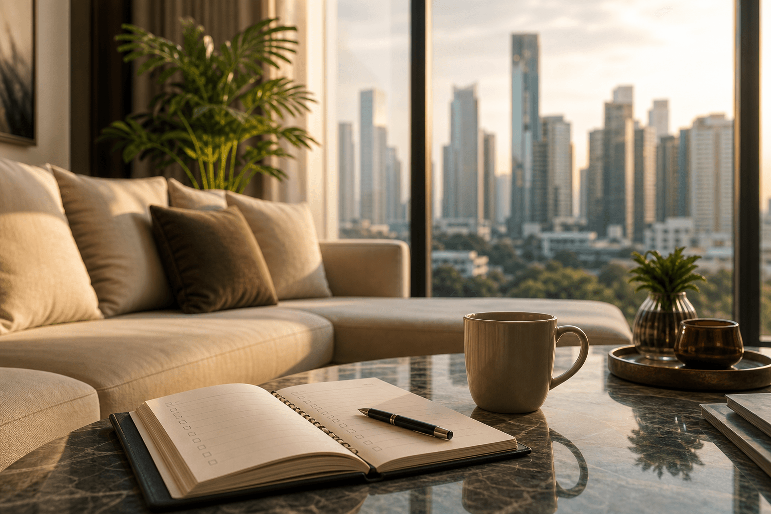 Thailand renting checklist on a coffee table